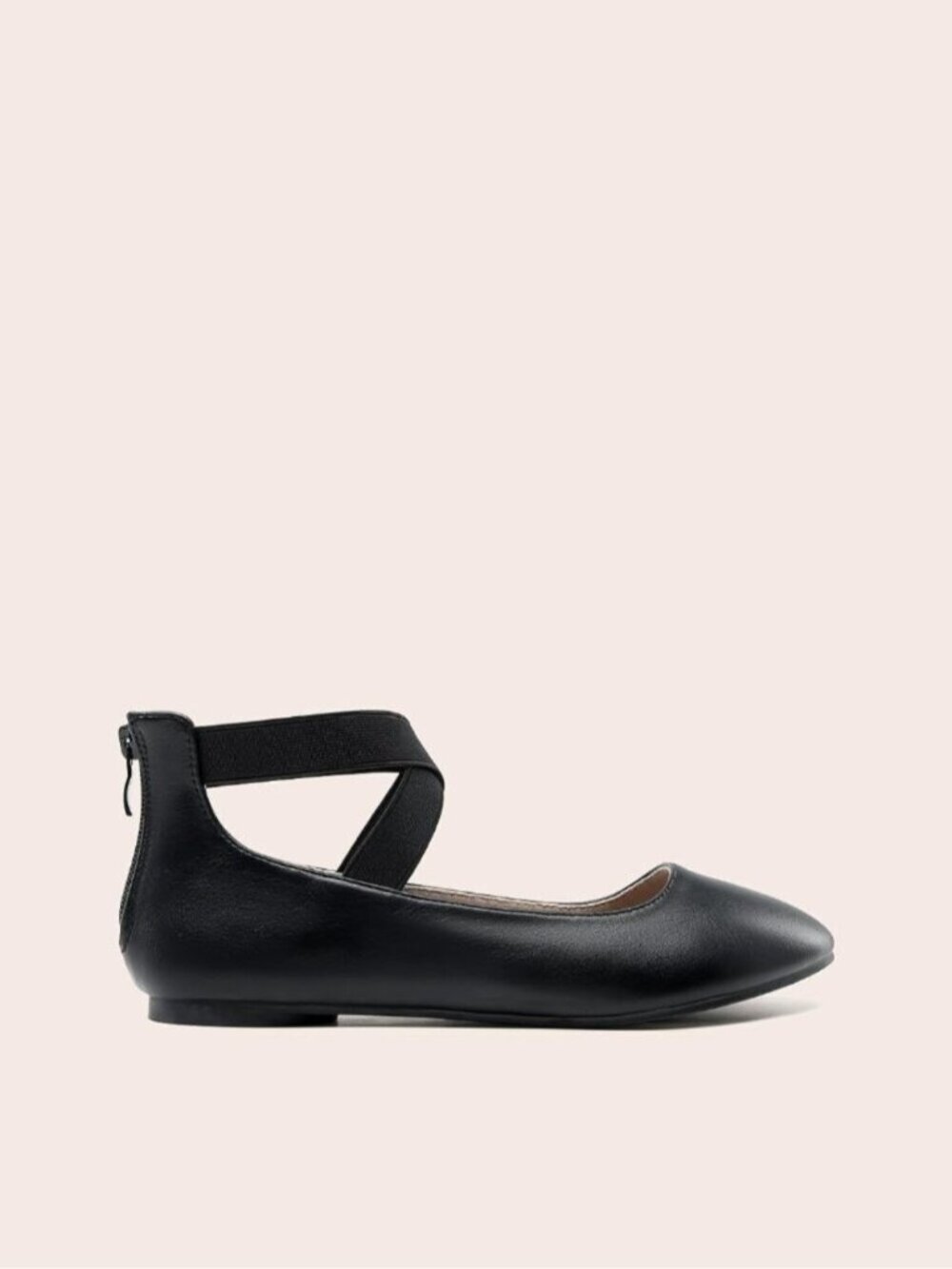 Women Black Solid Faux Leather Backstrap Comfort Flexible Ankle Straps Flat Shoe - Picture 3 of 6